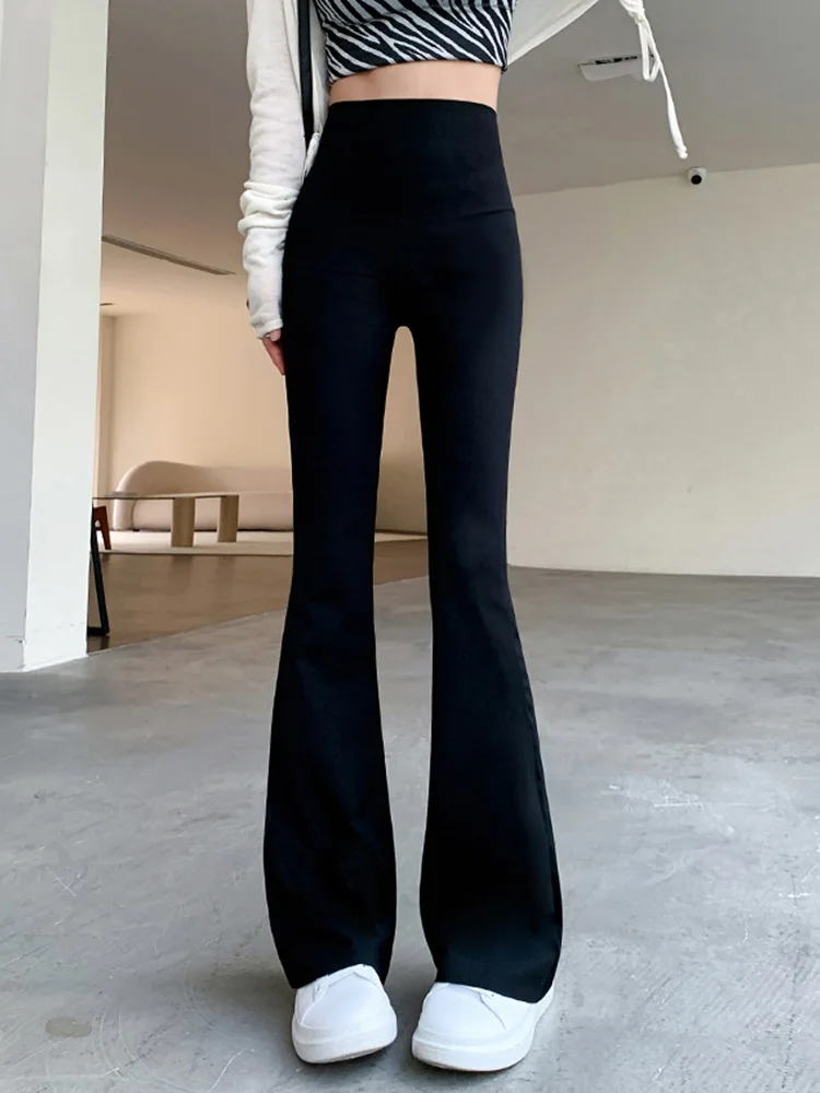 Women Flare Pants Slim High Waist Solid Sexy Shark Flare Pants Fashion Casual Streetwear Elastic Butt Lift Skinny Leggings