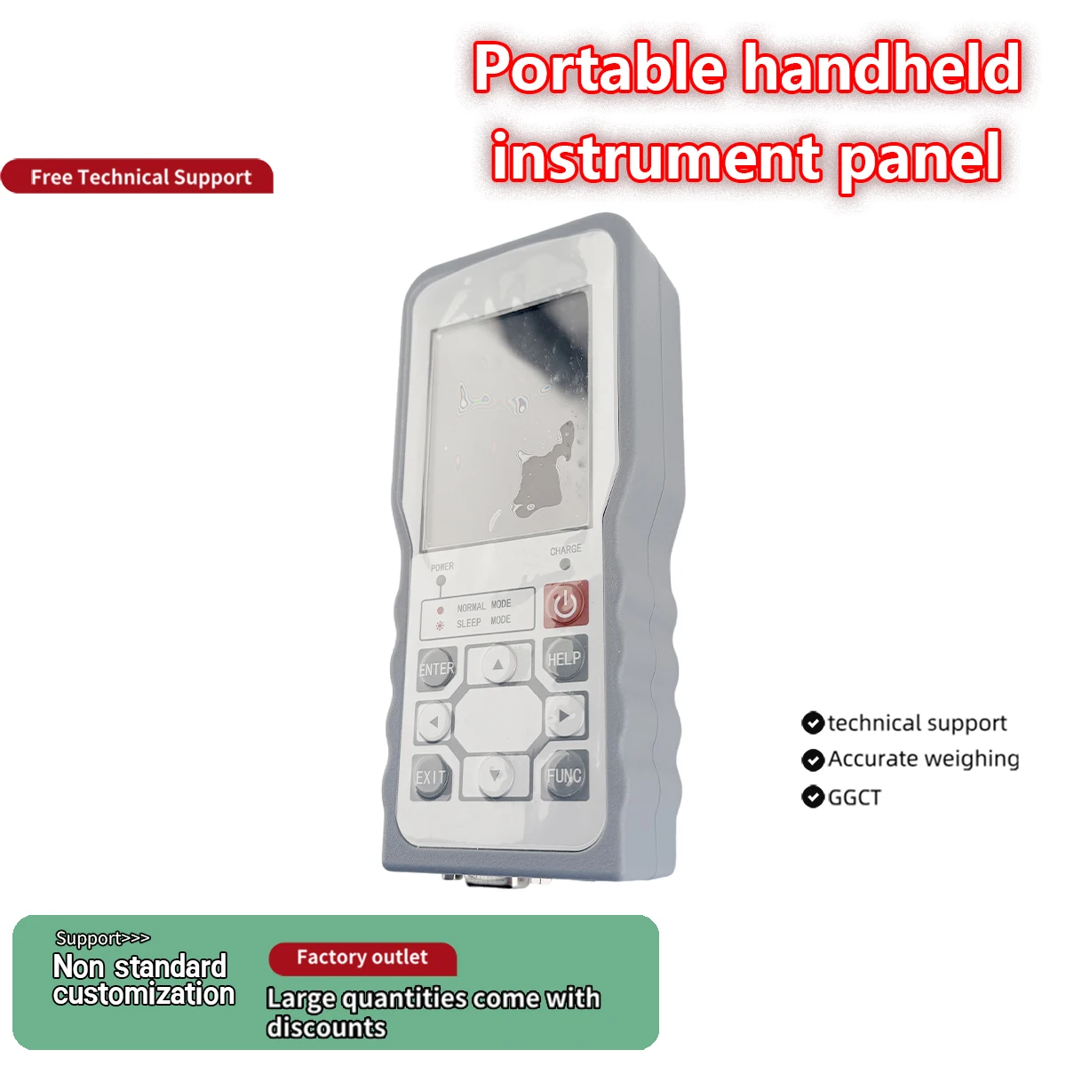 YB21 Handheld Signal Converter for Strain Gauge Load Cell, 4-Wire Input, 5V Excitation, IP65 Panel Resolution, Built-in Battery