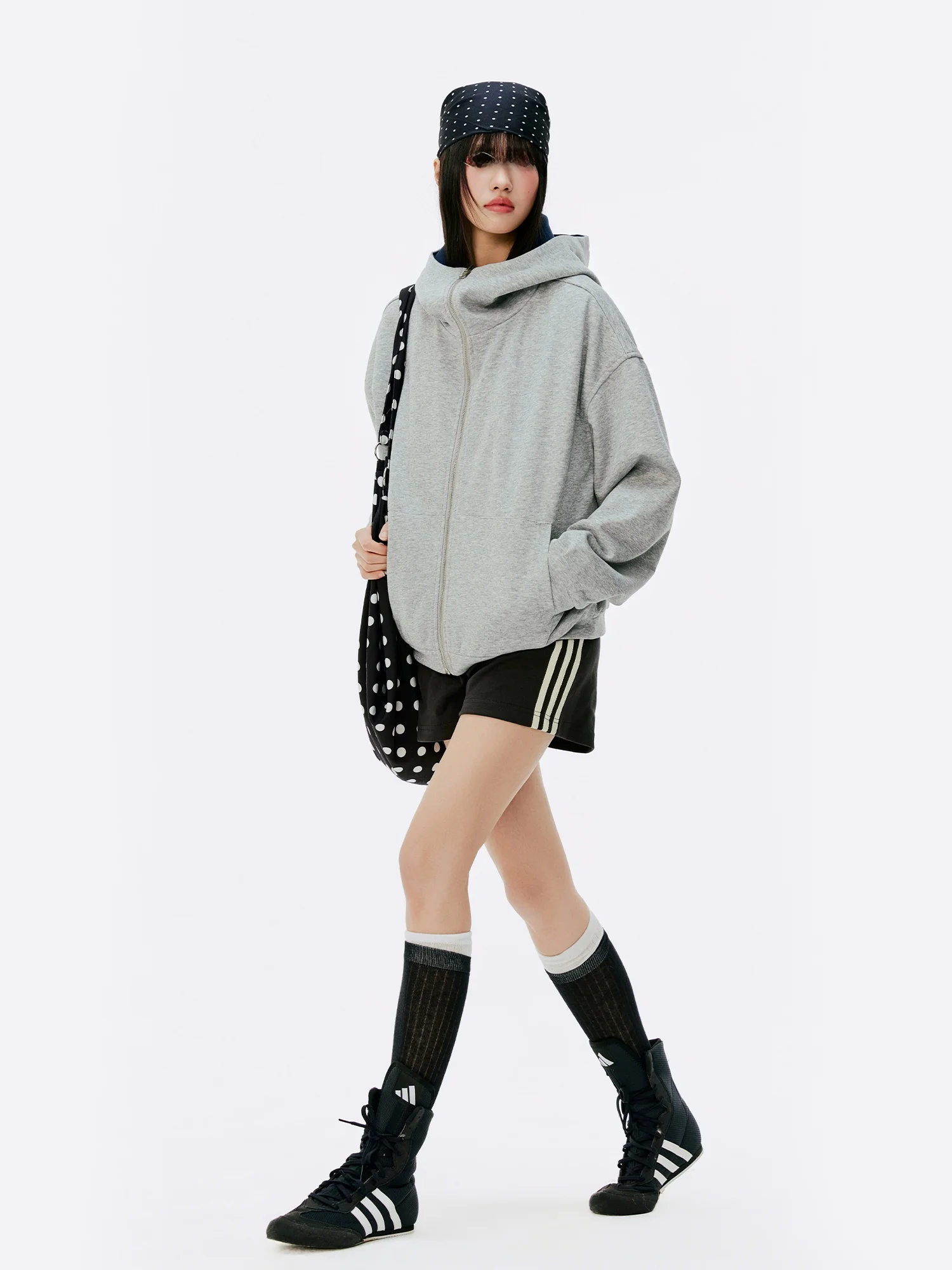 

Женская двусторонняя куртка Burgenland с капюшоном, повседневная свободная кофта на молнии, корейский стиль, с длинными рукавами, хлопок