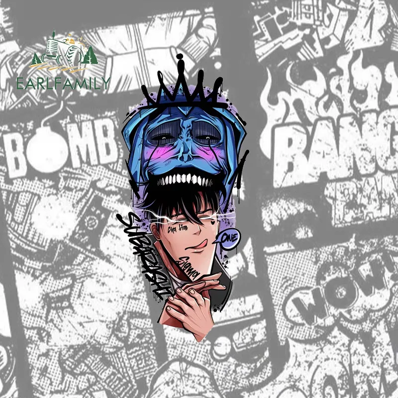 EARLFAMILY Anime Sung Jin-Woo with Shadow Monarch Car Stickers  Humorous Tattoo Gadget Decals Cool Car Accesorios Para Auto