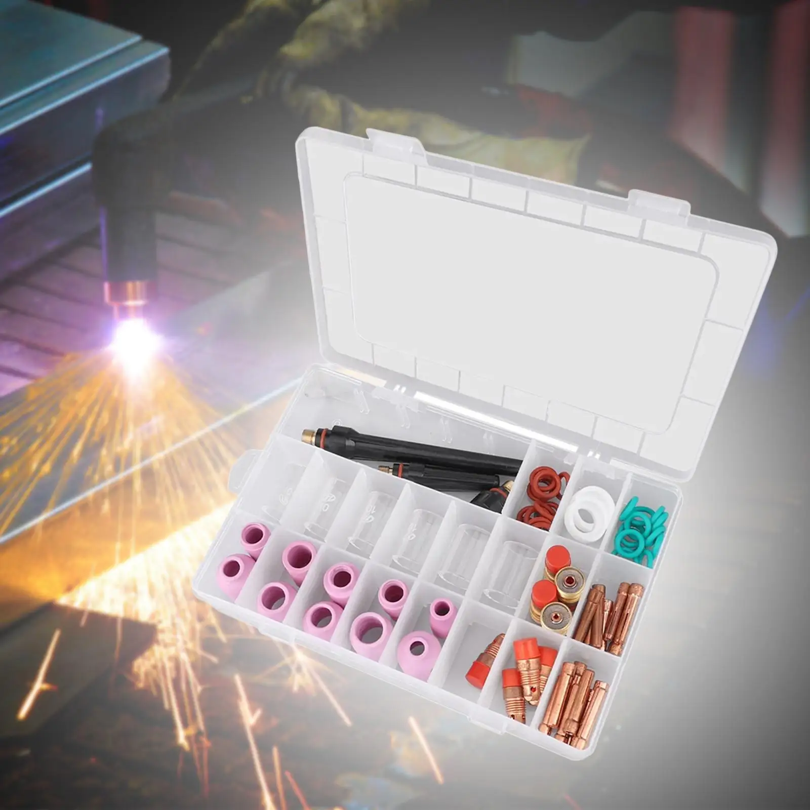 

55 TIG Welding Torch Accessories Kit Collets Body Glass Cups Easy Installation Collets Replacement Back Caps for WP17/18/26