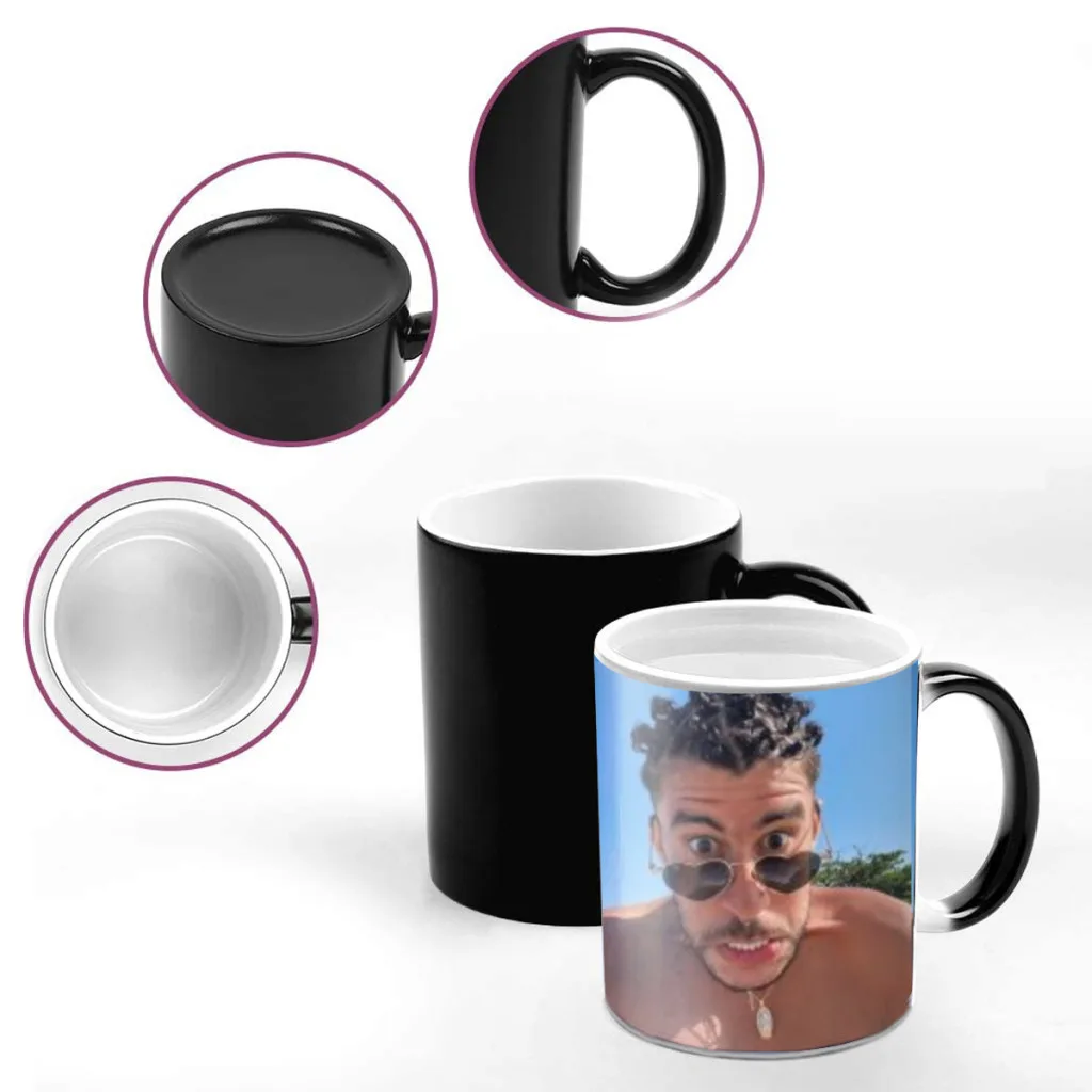 Yo Perreo Sola B-Bad Bunny Coffee Mugs Creativ Color Changing Milk Tea Cup Ceramic Magic Heat Sensitive Mug Gifts