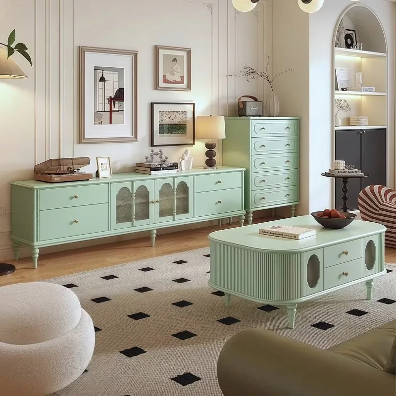 

TV cabinet French vintage solid wood TV cabinet