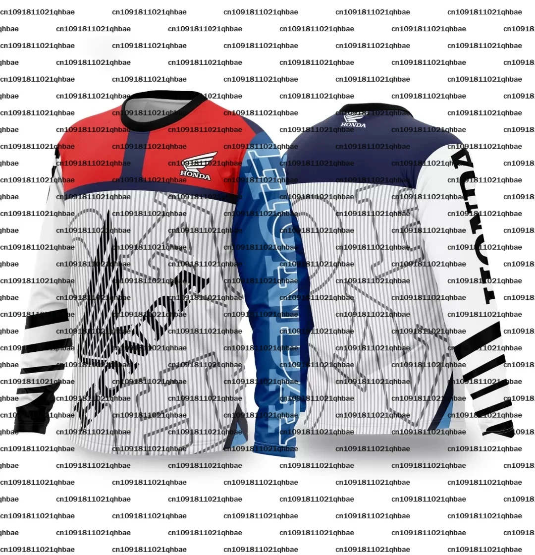 

Новый летний мотоциклетный костюм Honda с длинными рукавами для гонок по бездорожью, большая дышащая быстросохнущая спортивная рубашка большого размера