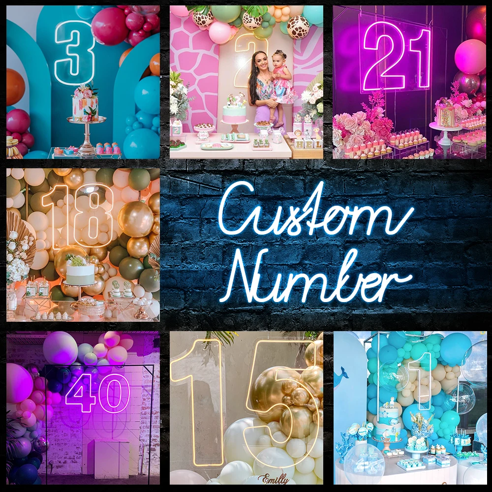 Standing Number Neon Signs 2ft 3ft 4ft Custom Led Letters Lamps Event Decor Birthday Party Living Room Decor 0 To 9 Neon Number