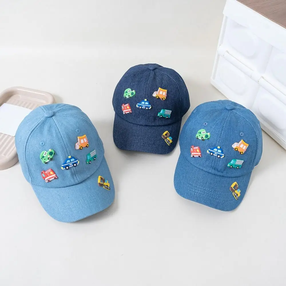 

Fashion Cartoon Children Sports Hats Denim Vehicles Pattern Toddler Peaked Caps Cute Breathable Baby Sun Visor Hat School Use