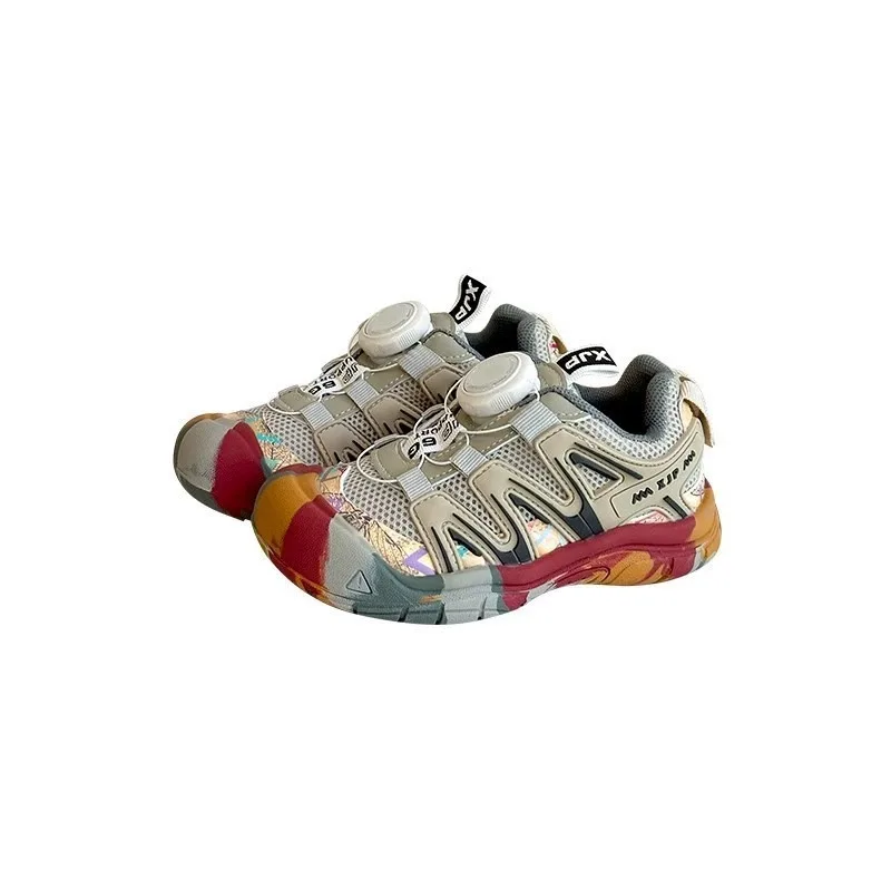 Korean Children Sports Shoe Casual Boys Outdoor Hiking Shoes Kids Sneakers Rotating Buckle Breathable Girls Running Shoes