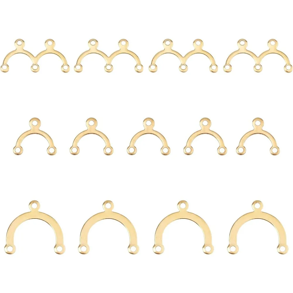 about 60pcs Arch Chandelier Component Links Vacuum Plating Stainless Steel Links Charm Golden & Stainless Steel Color Metal