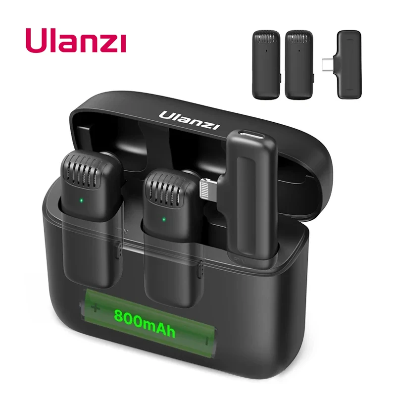 

Ulanzi J12 Wireless Lavalier Microphone Lapel Microphones Set Short Video Recording Mini Mic For iPhone Android Live Broadcast