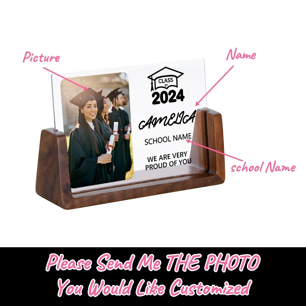 Personalized Class of 2024 Photo Frame Custom Graduation Gifts for Son Daughter from Dad Mom We Are Very Pround Of You Keepsake