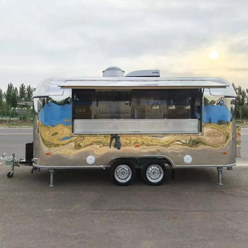 Mobile Fried Food Cart French Fries Chicken Vending Trailer with Deep Fryer for Street Food Sale