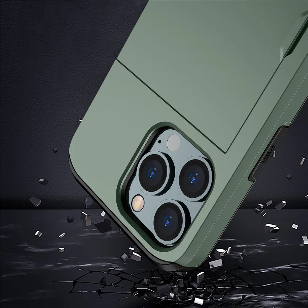 Card Case For iPhone 16 Pro Max Case For iPhone 16 Pro Max Cover Sliding Door Hidden Pocket Coque For iPhone 16 15 14 13 12 11