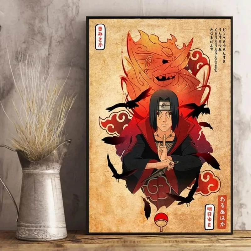 일본 애니메이션 나루토 포스터 레트로 아트 프린트, 집 거실 벽 아트 장식 벽화, 캔버스 페인팅, 벽 장식 미학