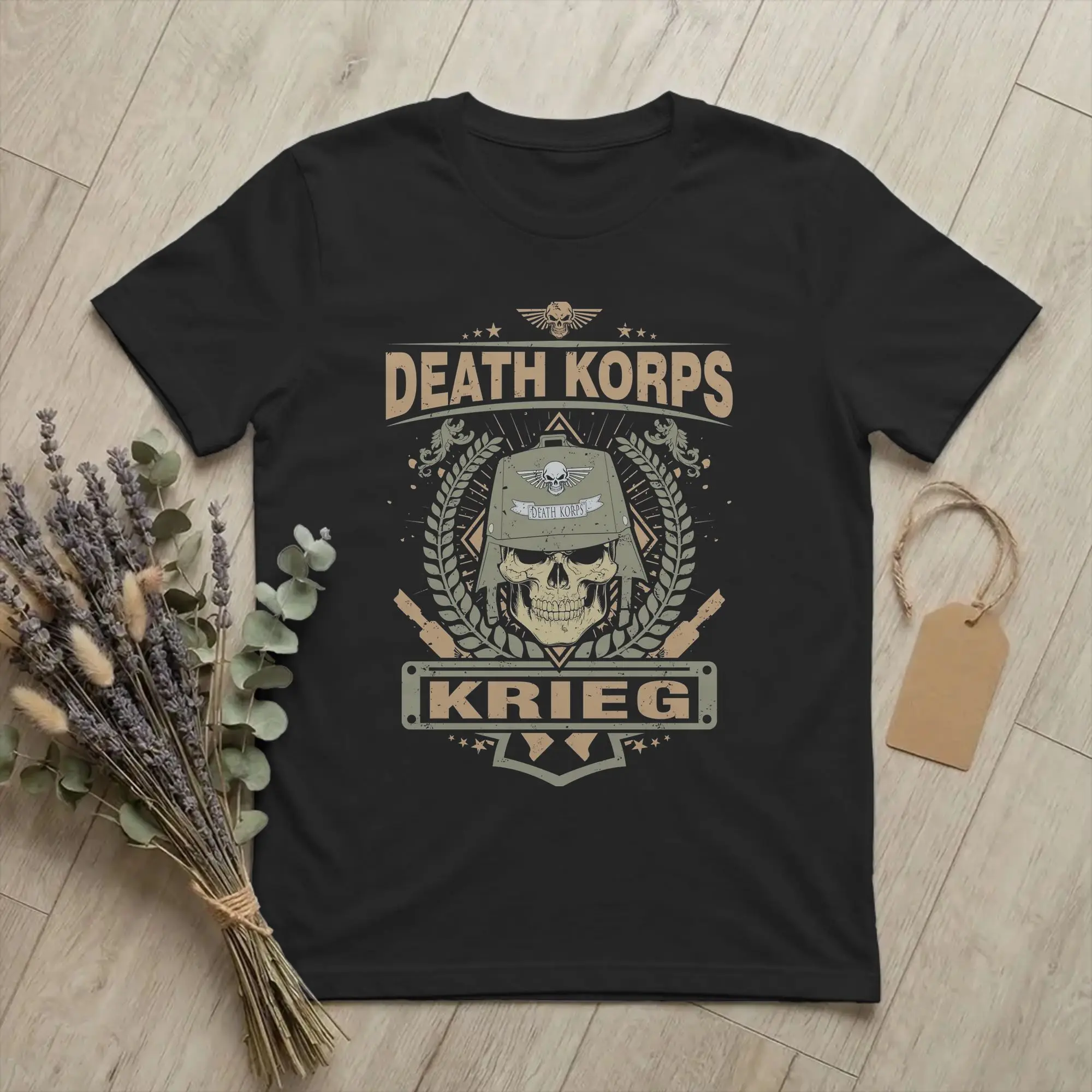 Crazy 40K Death Korps of Krieg Hammer T-Shirt for Men O Neck Cotton T Shirt Emblem Short Sleeve Tees Gift Idea Clothes