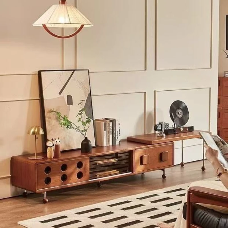 second-hand telescopic TV cabinet solid wood storage cabinet combination French vintage living room home floor cabinet
