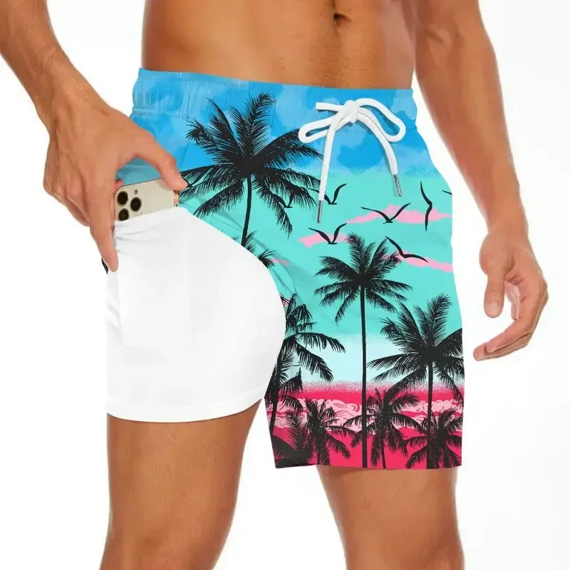 Summer Hawaii Swimsuit Swim Cool Ice Trunks Men Printing  Beach Shorts Surf Board Pineapple Graphic Pants