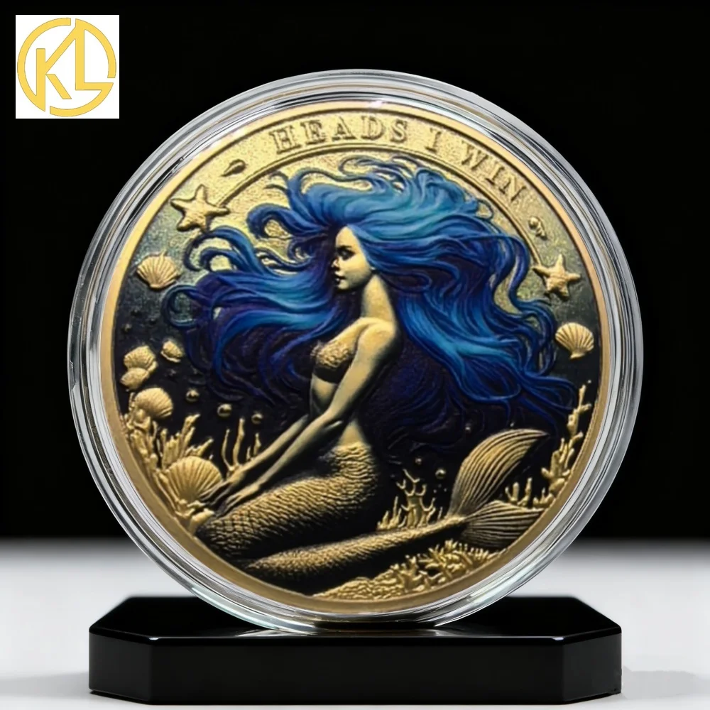3 Styles Colorful Mermaid Challenge Coin Lose Win Silver&Gold Plated Souvenir Coin Luck Coins Collectible Gift