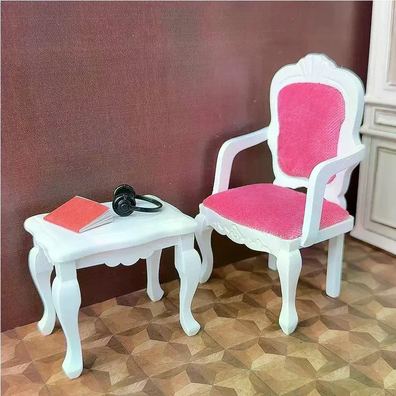 1Pcs 1/12 Dollhouse Simulation Small Tea Table Model Doll Home Armchair Living Room Furniture Decor Dolls House Scene Ornament
