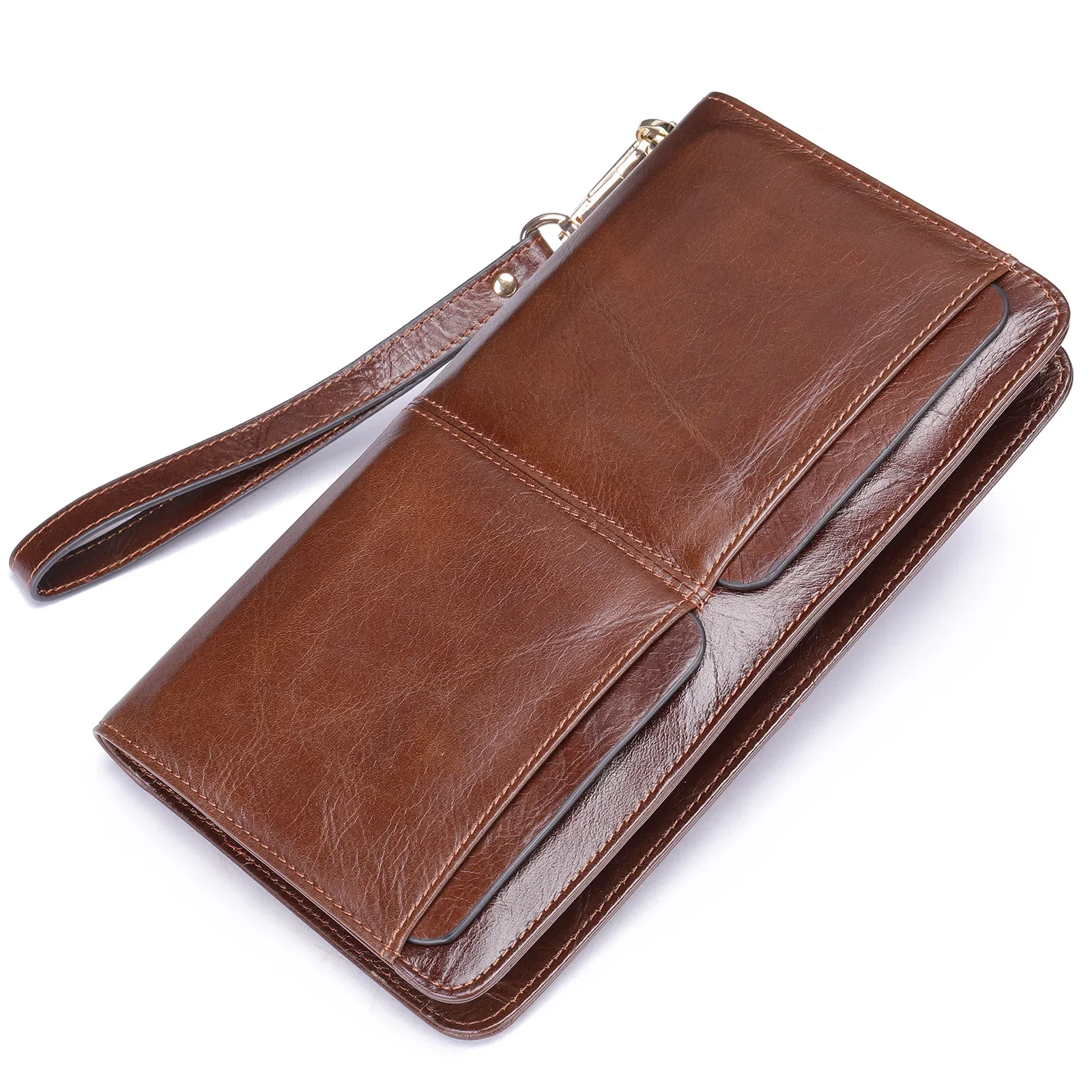 2024 New Vintage Business Men's Wallets Men Genuine Leather Long Organizer Wallet Boy Brand Luxury Card Holder Purse