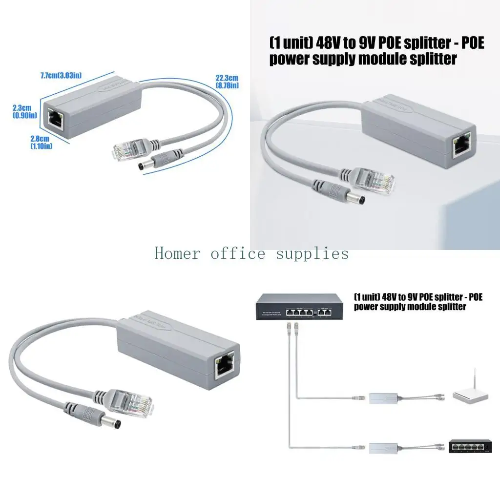 K43B Durability POE Splitter Converts 48V To 9V Power Adapter Cable Supply Module