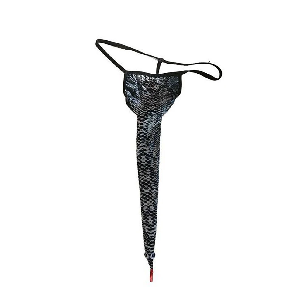 

New Men's Thongs Erotic Panties Snakeskin Thong Sexy T-pants Tow Rise Thong Gay Bare Buttocks Thong Lingerie