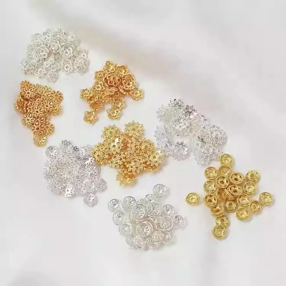Silver 18K Flower Stand, 6-8mm Flower Cap, Small Spacer, Diy Bracelet, String, Bead Stand, Gasket, Ancient Method Gold Accessory