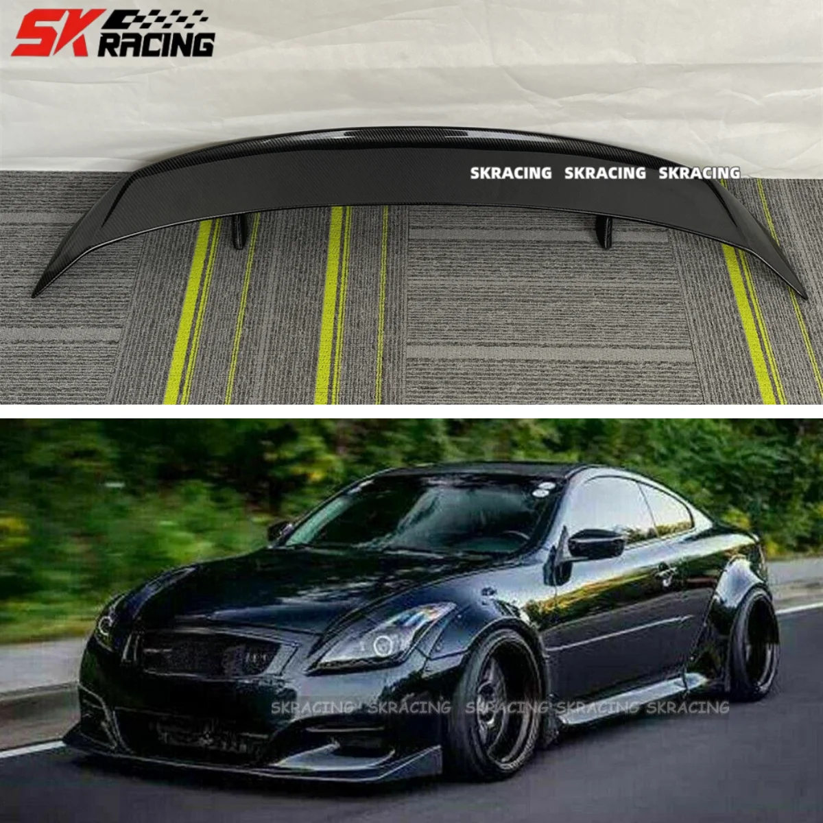 Spoiler Wing Fits For Infiniti G37 Coupe 2-Door 2008-2013 Real Carbon Fiber Rear Trunk Lid GT Style Spoilers  Wings Bodykits