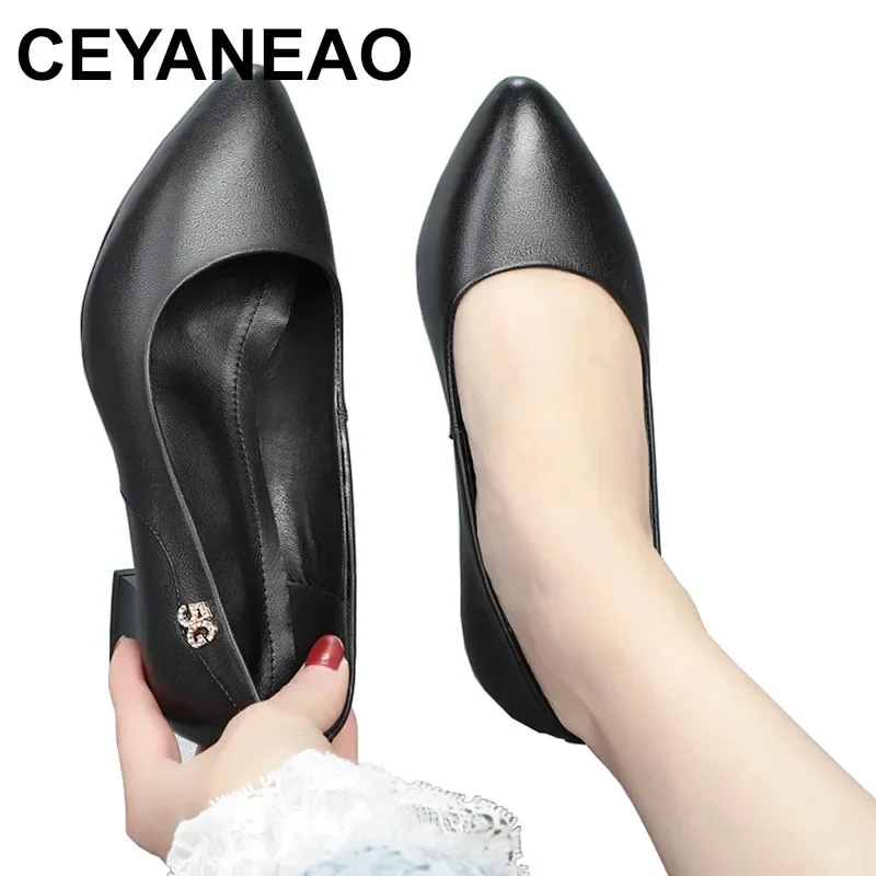 High Heels Wedding Shoes Women  New Women Shoes Red Genuine Leather Pointed Toe Professional Fashion Single Shoes