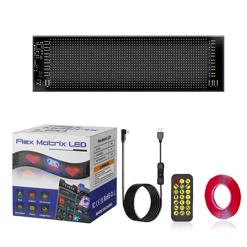 RGB Flexible LED Car Window Sign, Programmable DIY Text Pattern Dynamic, Bluetooth Control Waterproof LED Display