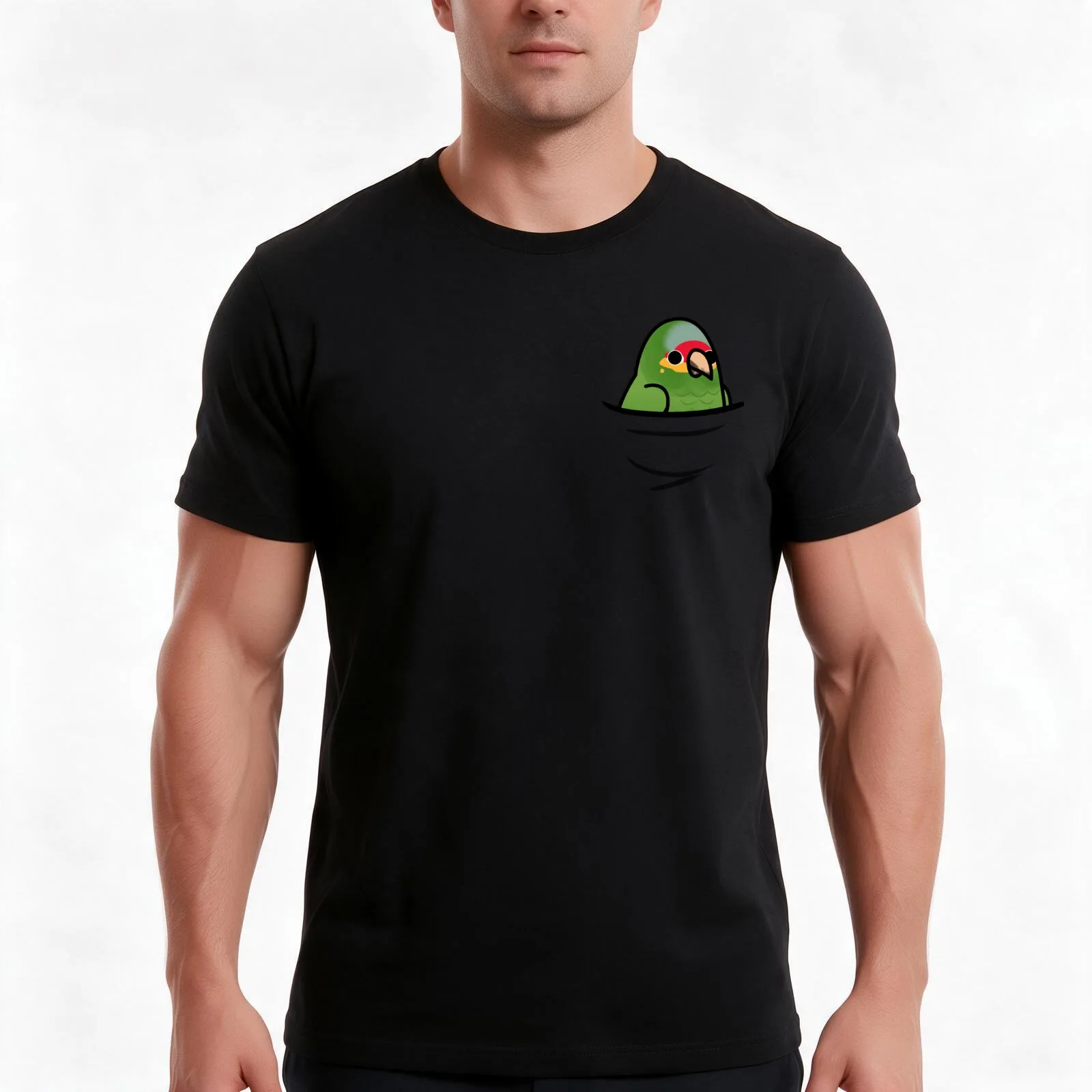 Too Many Birds! - Red Lored Amazon T-Shirt, Summer Casual Cotton Tee, Oversized Streetwear Tops, Vintage Graphic Print