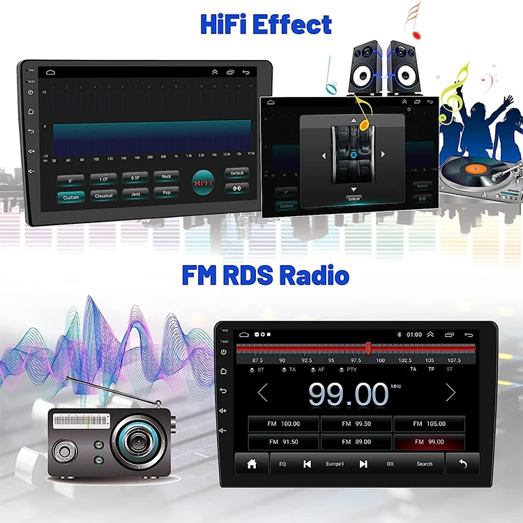 Radio mobil android 10 universal, pemutar audio mobil layar sentuh 2 din IPS GPS, radio fm audio mobil untuk mobil mp3, biru