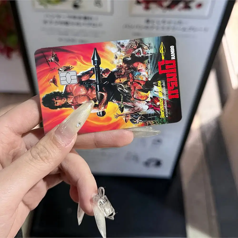 الفيلم الكلاسيكي رامبو أول الدم بوكر ملصق فيلم الشريط الجلد لبطاقة الائتمان بطاقة الخصم الكرتون ملصقات مقاومة للماء رقاقة صغيرة #3