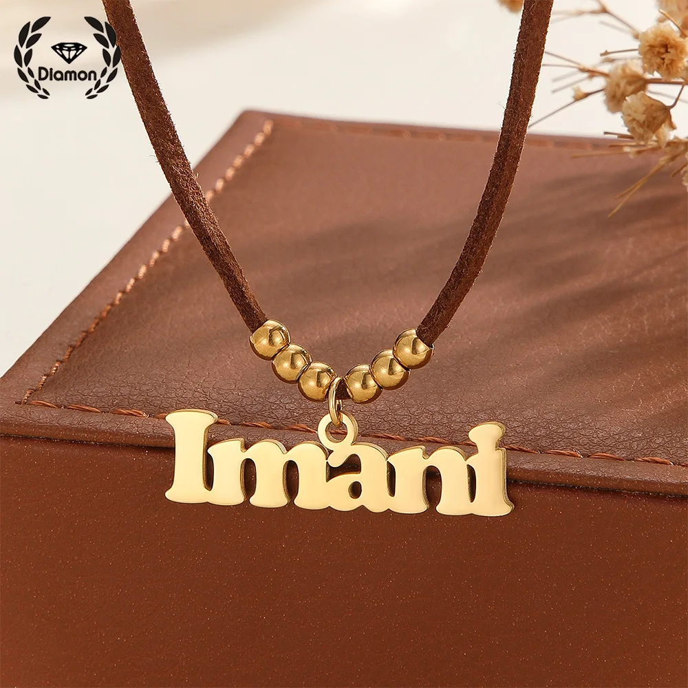 

Ожерелье с бриллиантом на заказ, персонализированное тонкое колье в стиле бохо с бусинами, ювелирные изделия из нержавеющей стали для женщин и девочек, ювелирные изделия для путешествий, подарок