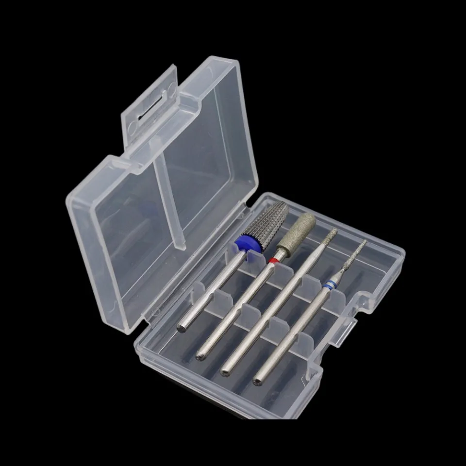 Easy Nail 4 Slots Storage Box For Nail Drill Bit Files Holder Container Case Display Organizer Acrylic Manicure Tool