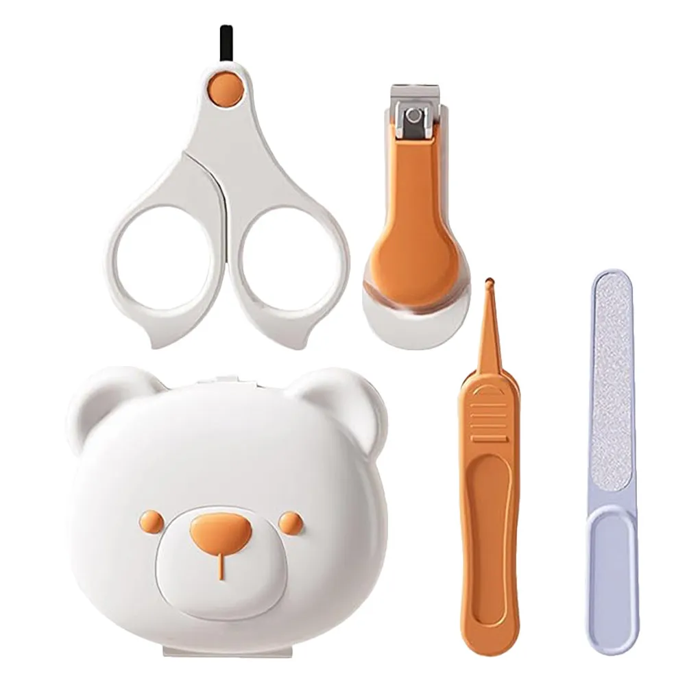 

4Pcs Baby Nail Care Kit Newborn Grooming Essentials Non-Slip Handle Stainless Steel Clippers File for Babies Toddlers Infants