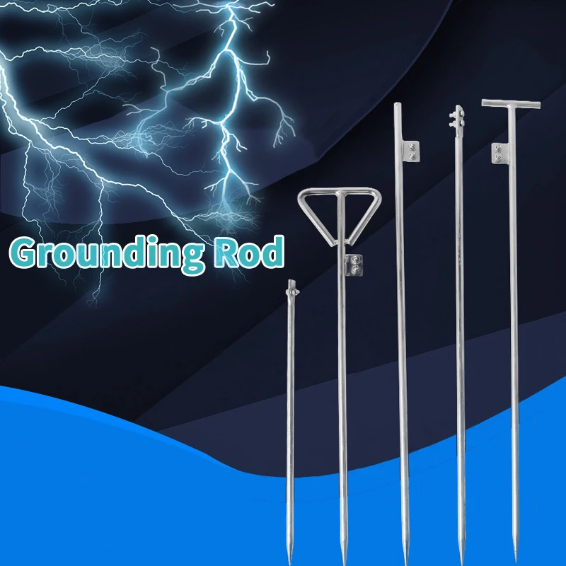 1pc Lightning Protection Ground Rod Building Household Grounding Wire Lightning Rod Electric Galvanized T-shaped Ground Pin