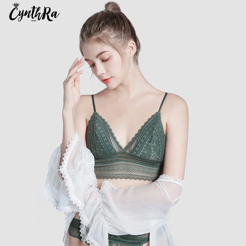 

Bra Set Women's Sexy Lace Ultra-thin Triangle Cup Wireless Seamless Female Beautiful Back U-Shaped Backless Lingerie Set
