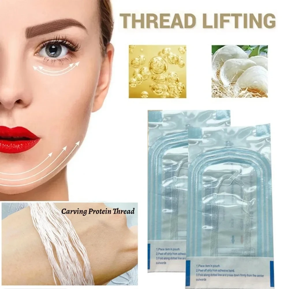 No Needle Gold Protein Line Absorbable Anti-wrinkle Face Filler Lift Firming Collagen Thread Anti-Aging Facial Serum