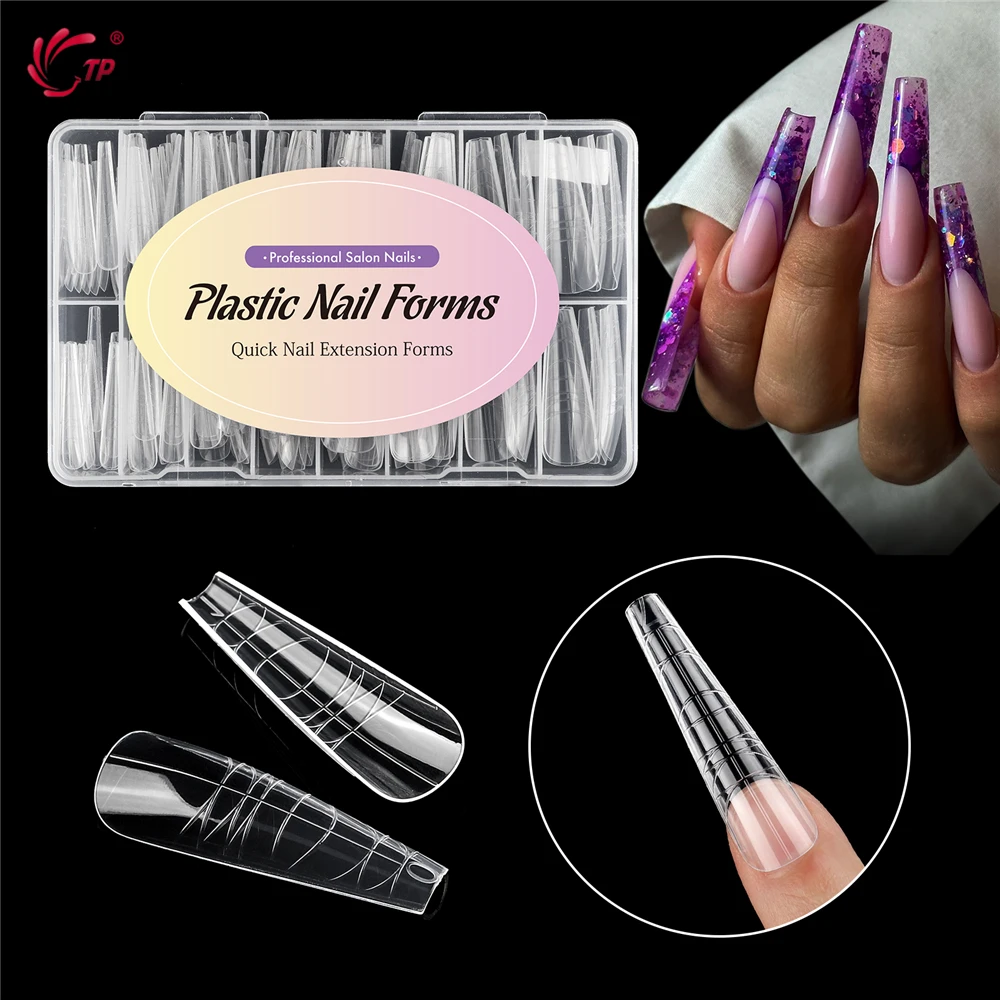 TP المزدوج مسمار أشكال 120/140 قطعة غطاء كامل الاكريليك بناء سريع هلام قوالب ل بولي جيل للأظافر تمديد أشكال الأظافر أظافر صناعية تلميح