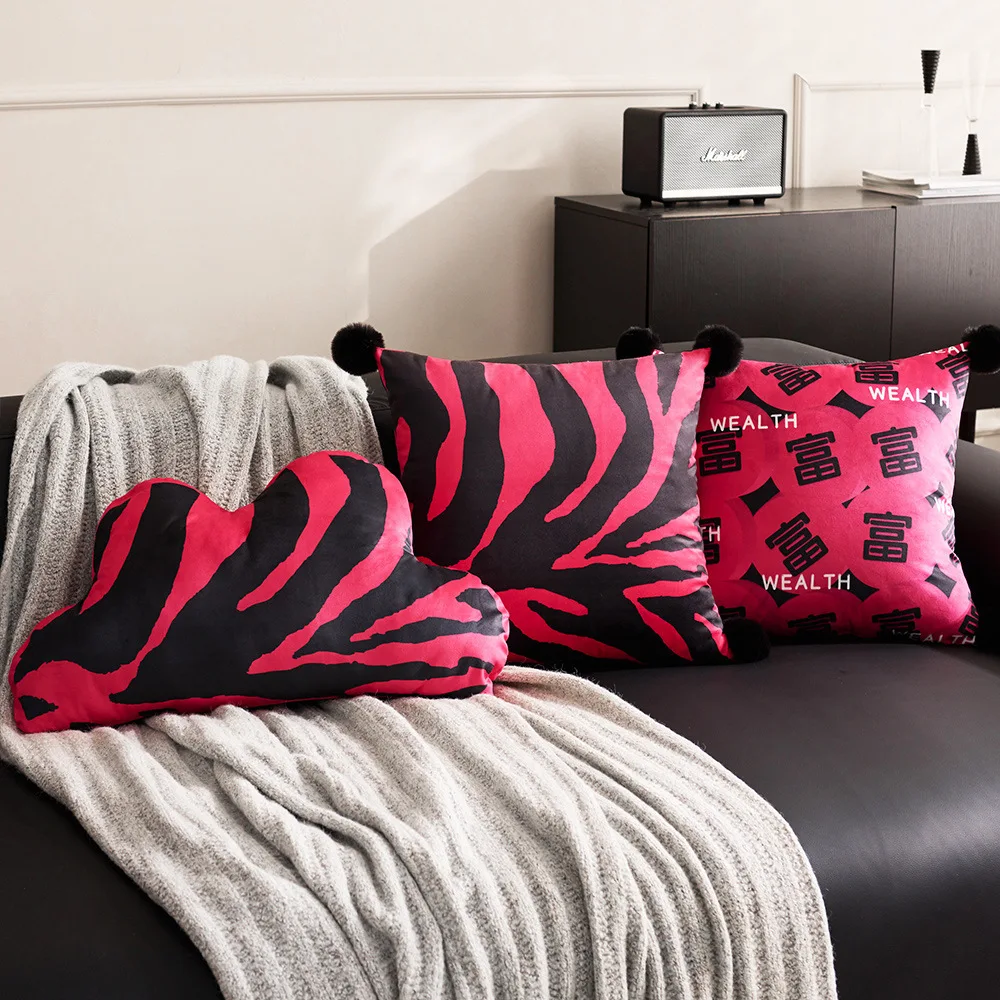 Trendy zebra print throw pillow thickened sofa throw pillow removable pillowcase leopard print pillow seat cushion