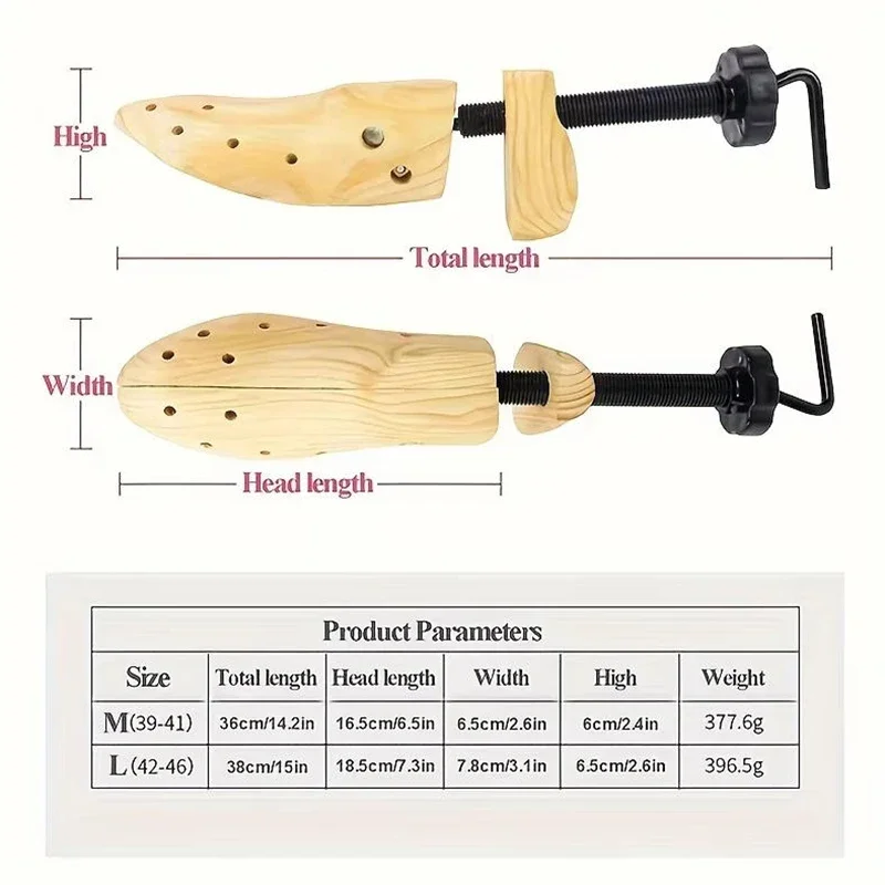1/2 Stück Schuhspanner für Damen und Herren mit breiten Füßen, Schuhspanner aus Holz, verstellbar, große Größe, Schuhverbreiterung, Längen- und Breitenverstellung – Detail 6