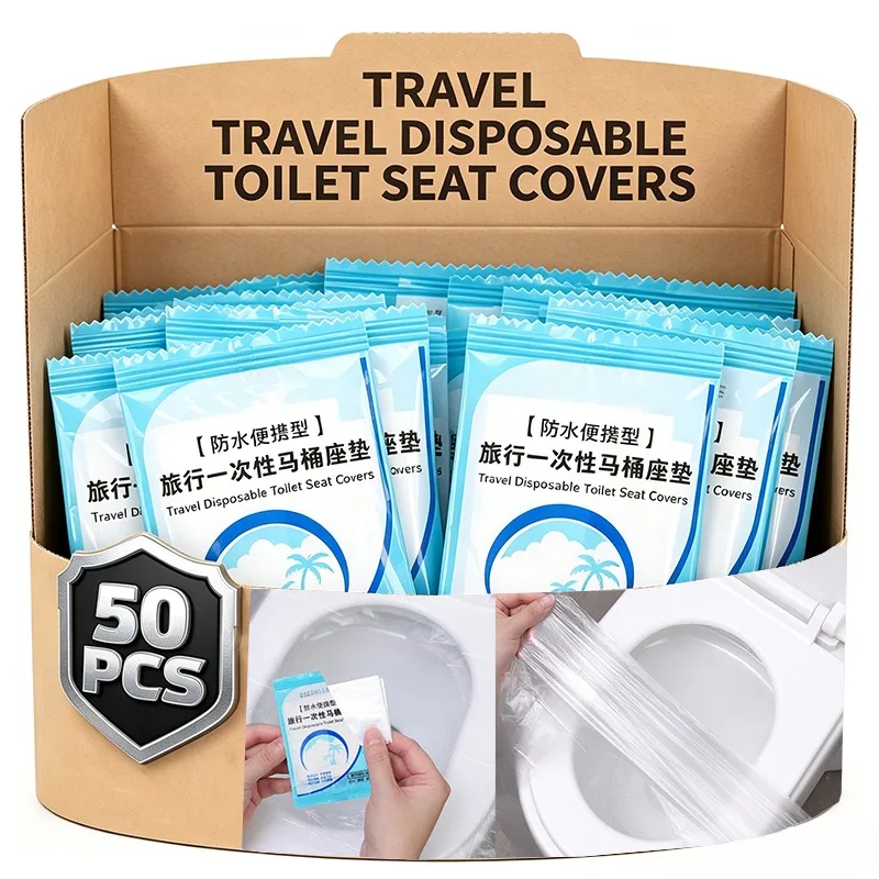 10/50pcs Disposable Toilet Seat Cover PE Anti Fouling Isolate Bacteria Health Toilet Lid Cover Home Travel Bathroom Toilet Mats