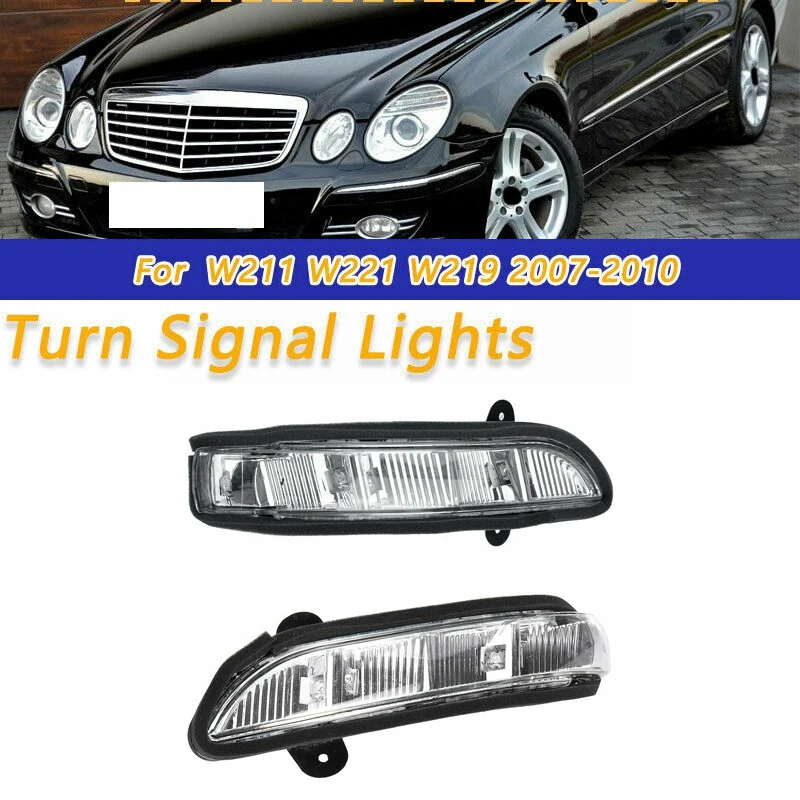 Car Front LH + RH Door Mirror Turn Signal Light For Mercedes W211 W221 07-10 A2198200521 A2198200621