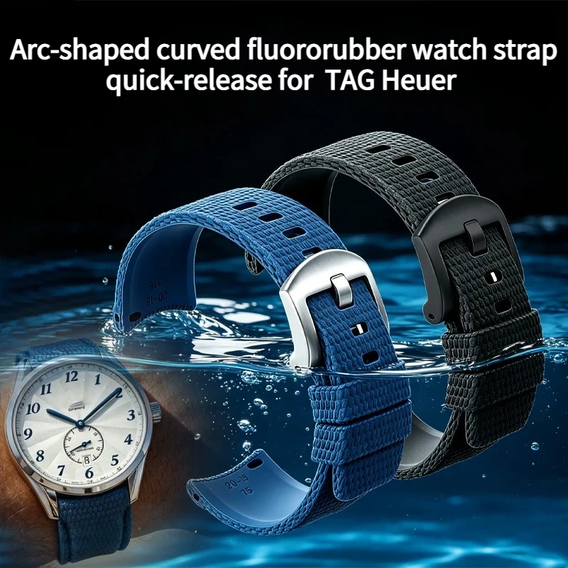 Correa de reloj de caucho fluorado curvada en forma de arco de liberación rápida para reloj TAG Heuer CARRERA AQUARACER FORMULA 1 AUTAVIA original