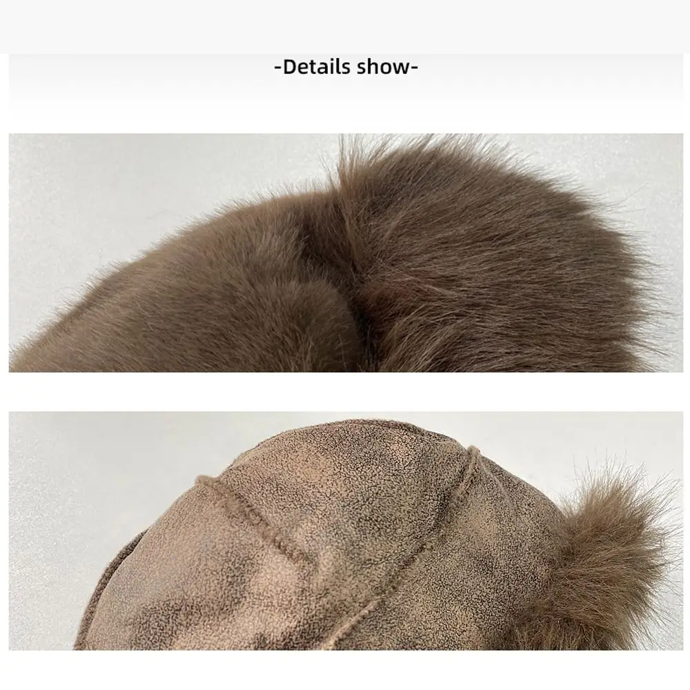 Cold Proof Soft Plush Bucket Hat Faux Fur Thicken Fluffy Fur Bucket Hat Winter Warm Windproof Winter Hat Snowy Day image 2