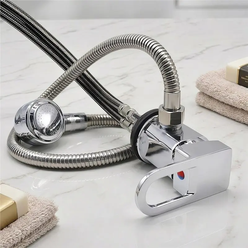 AB41-Shower Mixer Tap 1/2 Inch Stainless Steel Single Lever Mixer For Caravan And Motorhomes