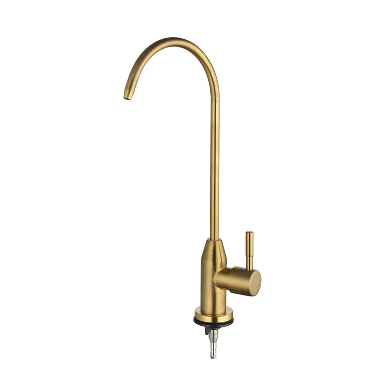 Brushed Gold Drinking Water Purifier Faucet Stainless Steel Drinking Water Reverse Osmosis Systems Kitchen Water Filter Tap 1/4\