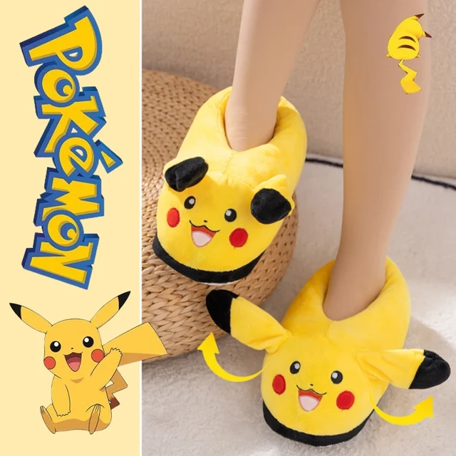 Pokemon Pikachu soffici pantofole sposteranno le orecchie coppia femminile casa Anime divertenti pantofole di cotone caldo cartone animato carino regali divertenti AliExpress