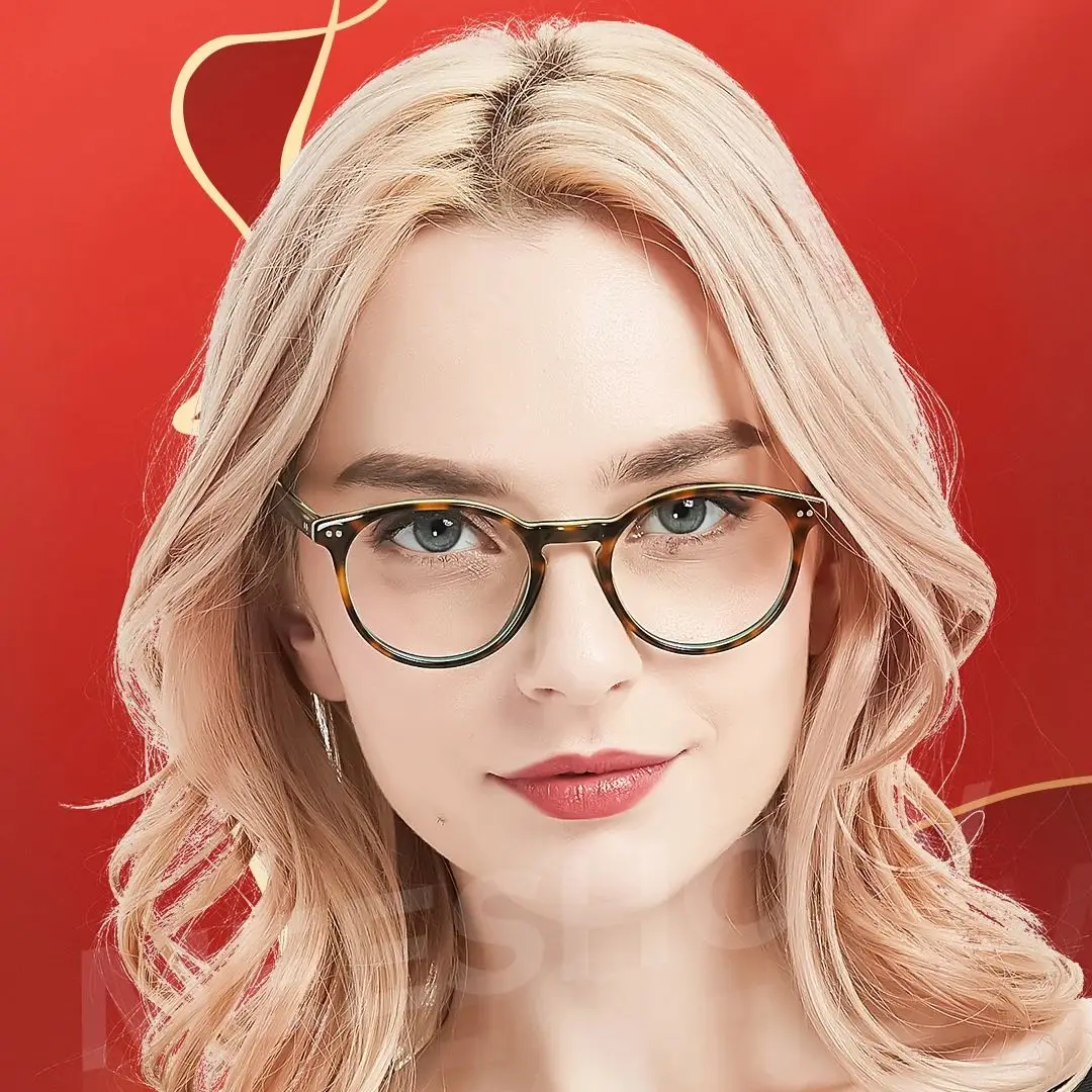 Meeshow Acetate Glasses Women Men's Blue Light Blocking Eyeglasses Cat Eye stylish Computer Glasses for Women Myopia 1809
