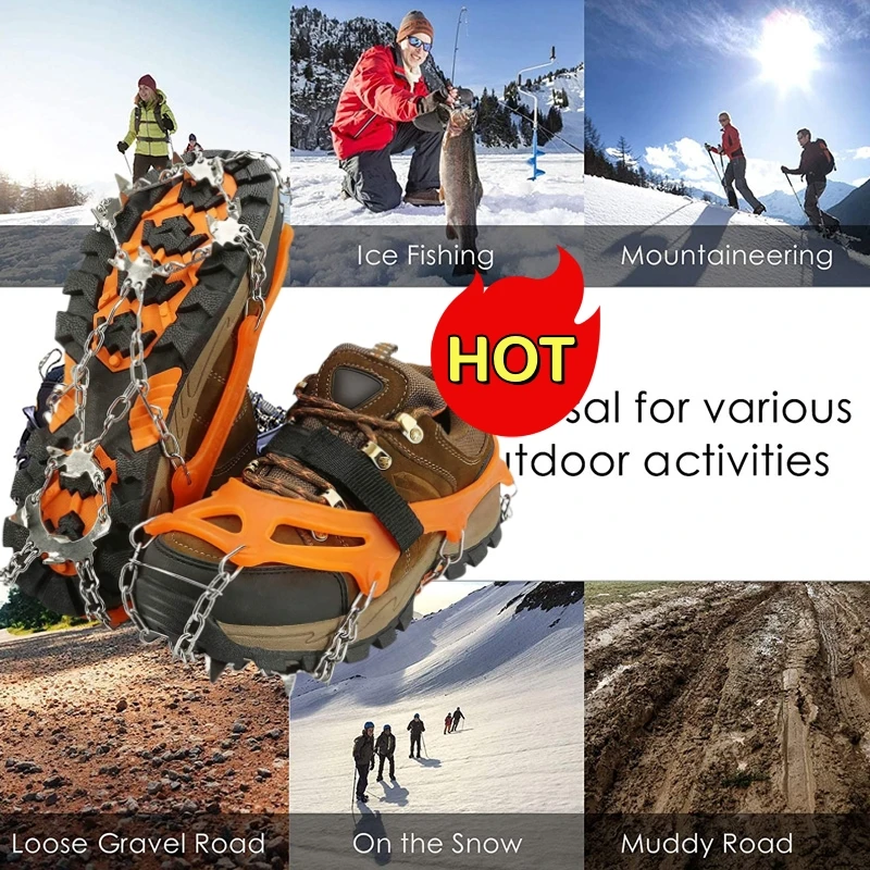 5-26 Teeth Ice Gripper Spike for Shoes Winter Outdoor Anti-Slip Hiking Mountain Climbing Ice Snow Crampons Anti-slip Shoe Covers